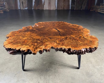 Claro Walnut Coffee Table With Organic Form And Beautiful Colors And Grain - Handmade Coffee Table With Solid Wooden Top With Live Edge
