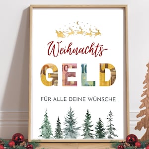 Christmas money gift Christmas money, give money beautifully Christmas gift DIY gift, PDF download for immediate printing