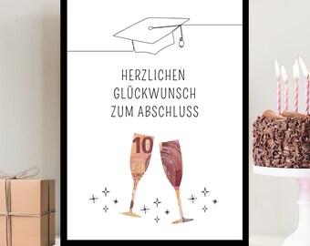Graduation Gift Money PDF 10th Grade Bachelor Master Training Abitur Gift Idea Cash Gift for Graduation Download to Print