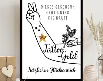 Cash gift tattoo voucher tattoo gift money template craft birthday gift idea gift idea A4 PDF image download