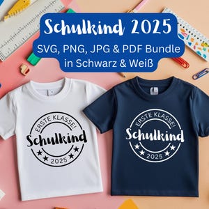 Schoolkind 2025 Shirtontwerp SVG, PNG, pdf, JPG Bundel Schoolinschrijvingsplotterbestand Digitaal downloaden