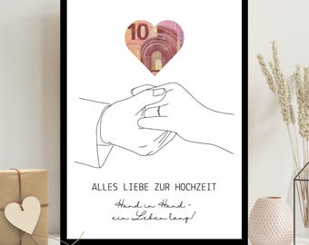 Digital wedding cash gift | Wedding poster | DIY gift for the bride and groom | Wedding cash gift | Last-minute instant download A4