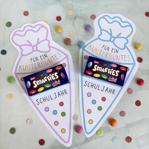 Mini Smarties skolstrut för skolstart | Gåva inför skolan | Färgglad mall för gör-det-själv-pyssel i PDF-format för nedladdning för utskrift