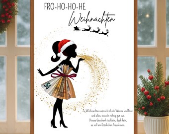 Christmas gift, money gift, shopping voucher, woman, girl, daughter, money packaging, Christmas gift, gift idea, DIY download