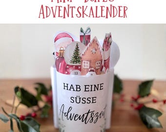 Calendario de Adviento Duplo Mini para parejas (hombre/mujer) con 24 motivos y plantillas en blanco, bandas Duplo imprimibles, calendario de Adviento navideño DIY