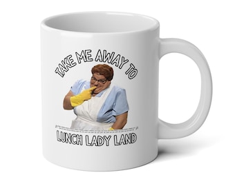 Taza de café gigante de Lunch Lady Land, regalo divertido para fans