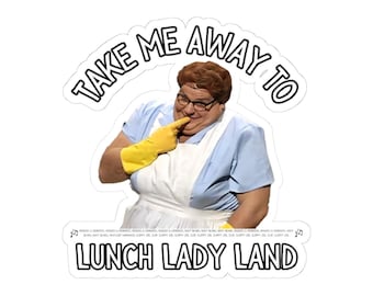 Pegatina troquelada divertida de "Llévame a almorzar" de Lady Land