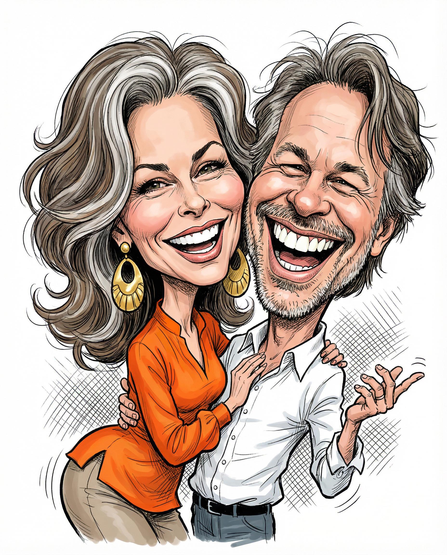Custom Caricature Portrait From Photo custom Couple Caricature 