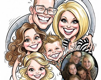 Custom Caricature Portrait from Photo,Custom Couple Caricature,Personalized Cartoon Drawing,Family Caricature Portrait,Custom Caricature