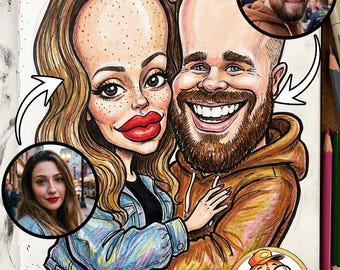 Custom Caricature Portrait from Photo,Custom Couple Caricature,Personalized Cartoon Drawing,Family Caricature Portrait,Valentines Day Gift