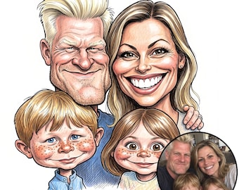 Custom Caricature Portrait from Photo,Custom Couple Caricature,Personalized Cartoon Drawing,Family Caricature Portrait,Custom Caricature
