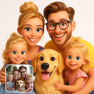 Custom Portrait from Photo,Cartoon Portrait Animation,Custom Couple Portrait,Couple Gifts,Digital File,Custom Cartoon,Cartoon Family,Digital