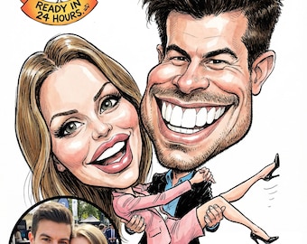 Custom Caricature Portrait from Photo,Custom Couple Caricature,Personalized Cartoon Drawing,Family Caricature Portrait,Custom Cartoon