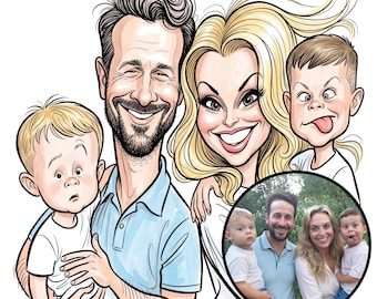 Custom Caricature Portrait from Photo,Custom Couple Caricature,Personalized Cartoon Drawing,Family Caricature Portrait,Custom Caricature