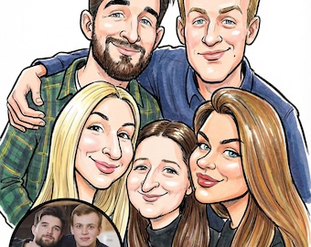 Custom Caricature Portrait from Photo,Custom Couple Caricature,Personalized Cartoon Drawing,Family Caricature Portrait,Valentines Day Gift
