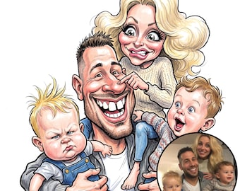 Custom Caricature Portrait from Photo,Custom Couple Caricature,Personalized Cartoon Drawing,Family Caricature Portrait,Custom Caricature