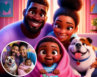 Custom Cartoon Animation, Personalised Family Portrait,Cartoon Portrait From Photo,Cartoon Style Couple,Custom Cartoon Family,Digital File