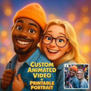 Custom Portrait from Video,Cartoon Portrait Animation,Custom Couple Portrait,Couple Gifts,Digital File,Custom Cartoon,Custom Cartoon Video
