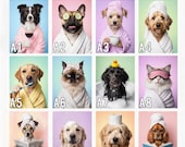 Custom Pet Portrait,Funny Bathroom Art,Dog Reading Newspaper on Toilet,Pet Portrait from Photo,Personalized Pet Wall Art,Dog in Toilet