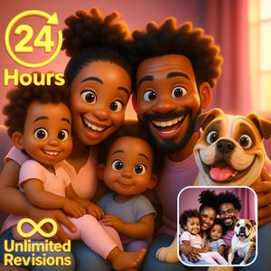 Custom Portrait from Photo,Cartoon Portrait Animation,Custom Couple Portrait,Couple Gifts,Digital File,Custom Cartoon,Cartoon Family,Digital