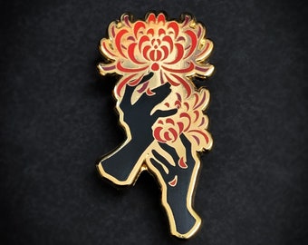 Chrysanthemum Hands Enamel Pin