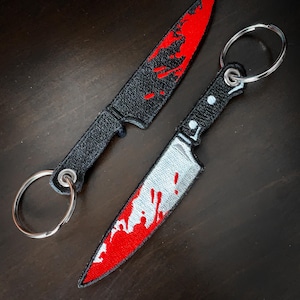Knife Embroidered Tag Keychain