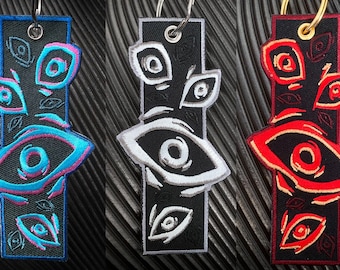 Eyes Embroidered Tag Keychain