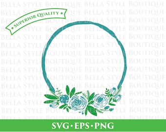 Watercolor Floral Wreath svg png eps cut file