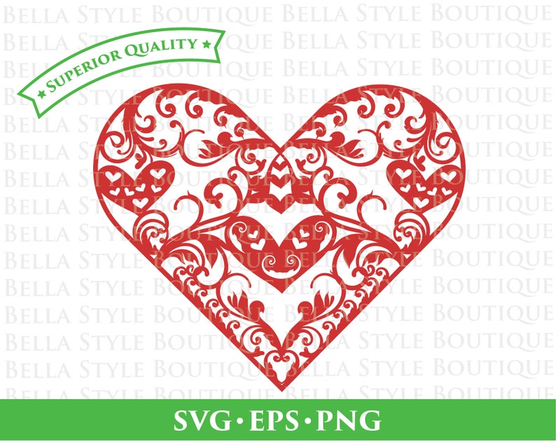 Heart Filigree Lace Valentine svg png eps cut file image 1