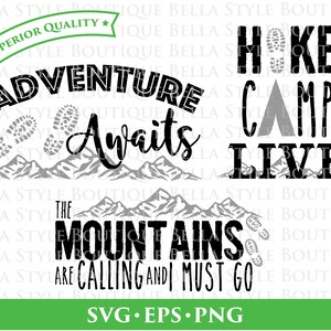 Randonnée en plein air montagnes aventure Camping Trio svg png eps coupe fichier