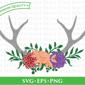 Antler Watercolor Flower svg cut file