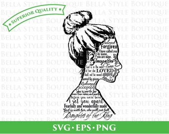Daughter of the King Identity Female Silhouette svg png eps cut file
