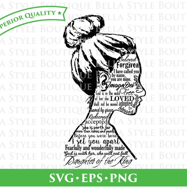 Daughter of the King Identity Female Silhouette svg png eps cut file