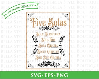 Five Solas Christian Religious Reformation svg png eps cut file