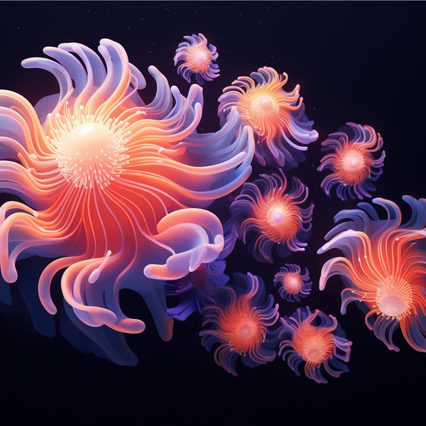 Colorful Sea Anemone PNG Image for Marine Art