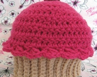 Cupcake Beanie Hat Crochet Pattern 0-7 months size