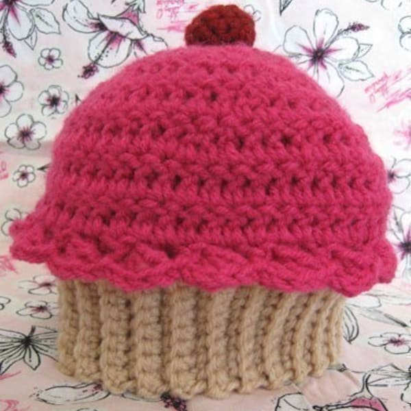 Cupcake Beanie Hat Crochet Pattern 0-7 months size