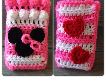 Minnie Mouse cellphone cozy case iphone cover crochet pattern
