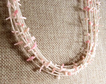 Dyed Soft Pink Coral 7 Strand Necklace