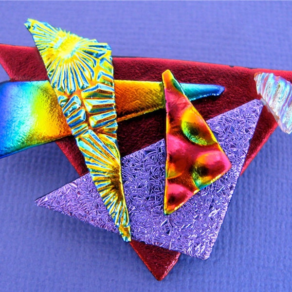 Dichroic Glass BROOCH / Pin Bright Colorful & Fabulous