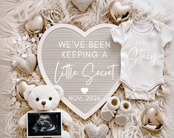 Simple Digital Pregnancy Announcement, Gender Neutral Baby Reveal, Modern Editable Canva Template for Social Media