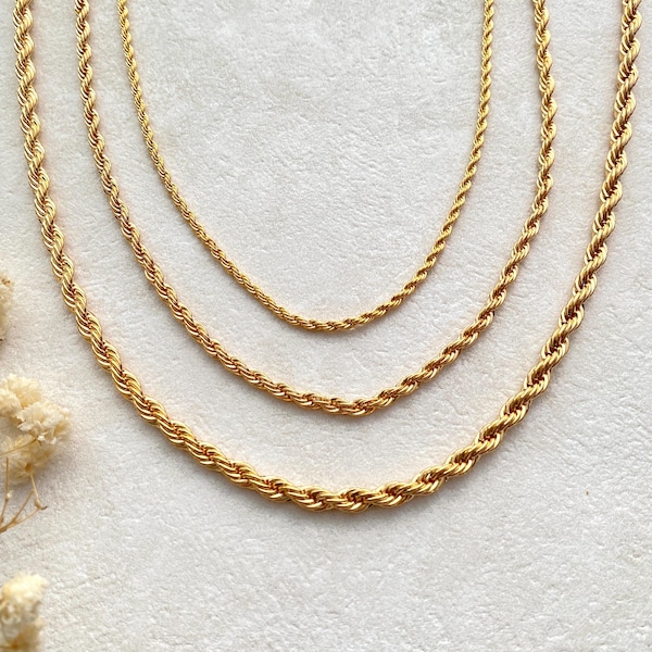 18K Gold Filled Kettenhalskette, Seil-Kettenhalskette, Twist Chian, alltägliche Kettenhalskette, zierliche Kette, Ketten für Mann-Frauen-, Weihnachtsgeschenke