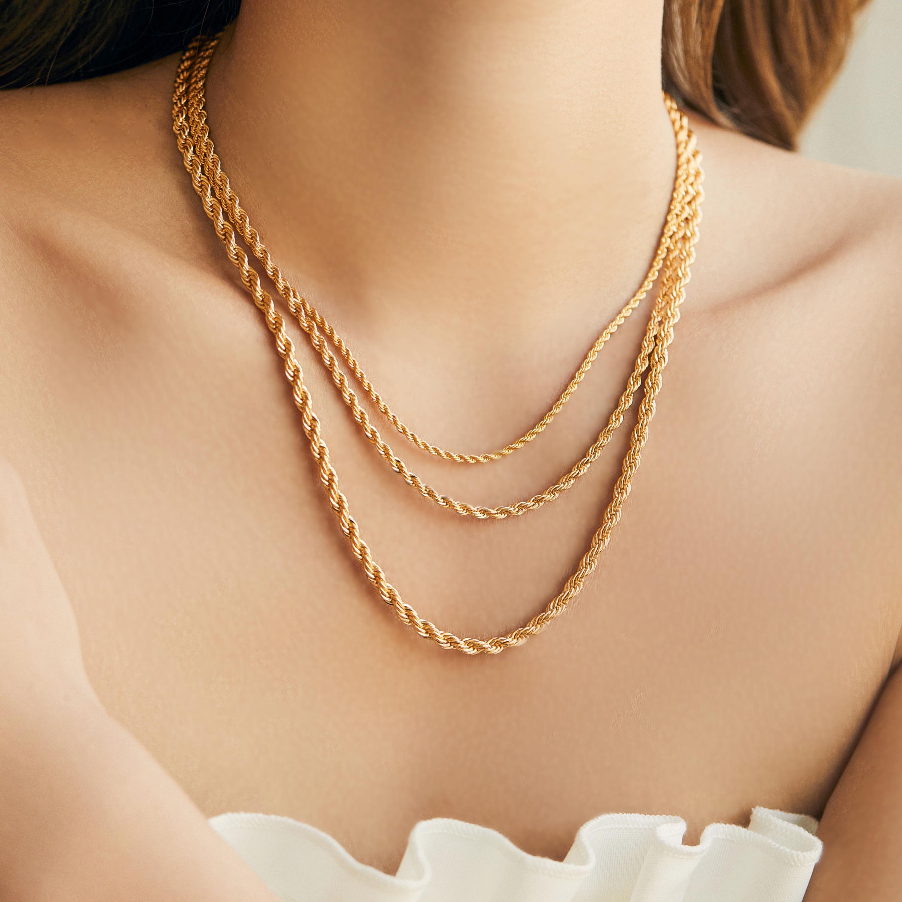 18K Gold Filled Chain Necklace,rope Chain Necklace,twist Chian