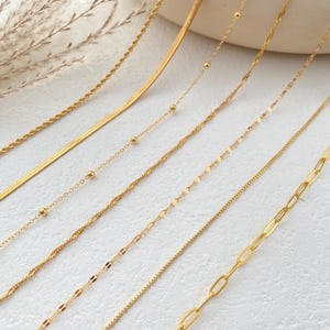 18K Gold Filled Chain Necklace,Beaded Chain,Lip Chian,Twist Chain,Paperclip Chain,Herringbone Chain,Box Chain,Rope Chain,Gift for Her