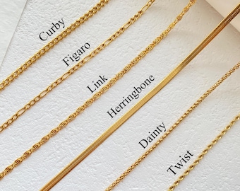 18K Gold Filled Kettenhalskette,Panzer Chian,Figaro Kette,Paperclip Kette,Herringbone Kette,Zierliche Kette,Twist Kette,Geschenk für Sie,Muttertag