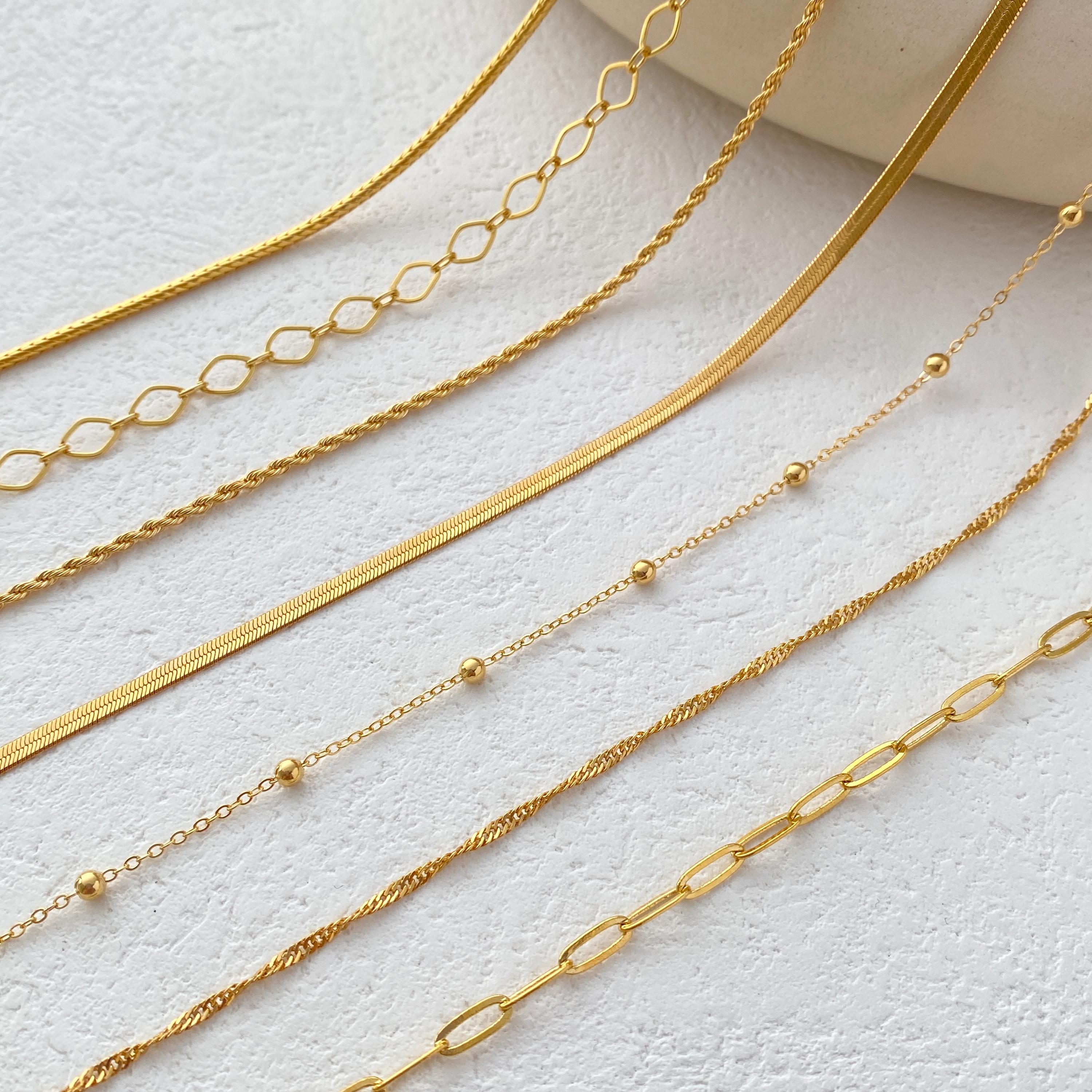 18K Gold Filled Chain Necklace,beaded Chain,mirror Chian