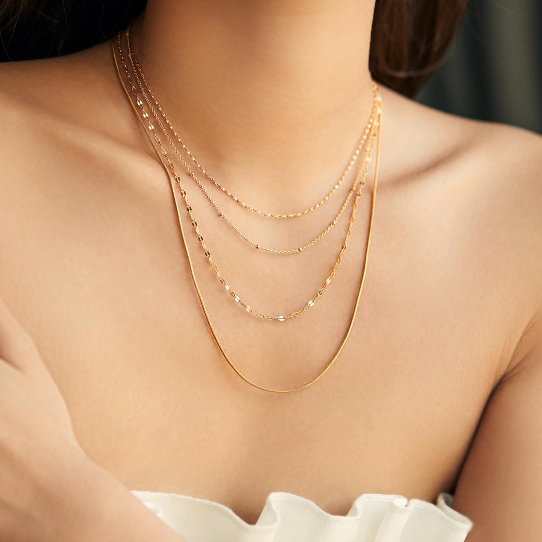 18K Gold Filled Chain Necklace,pearl Chain,curb Chian,box Chain