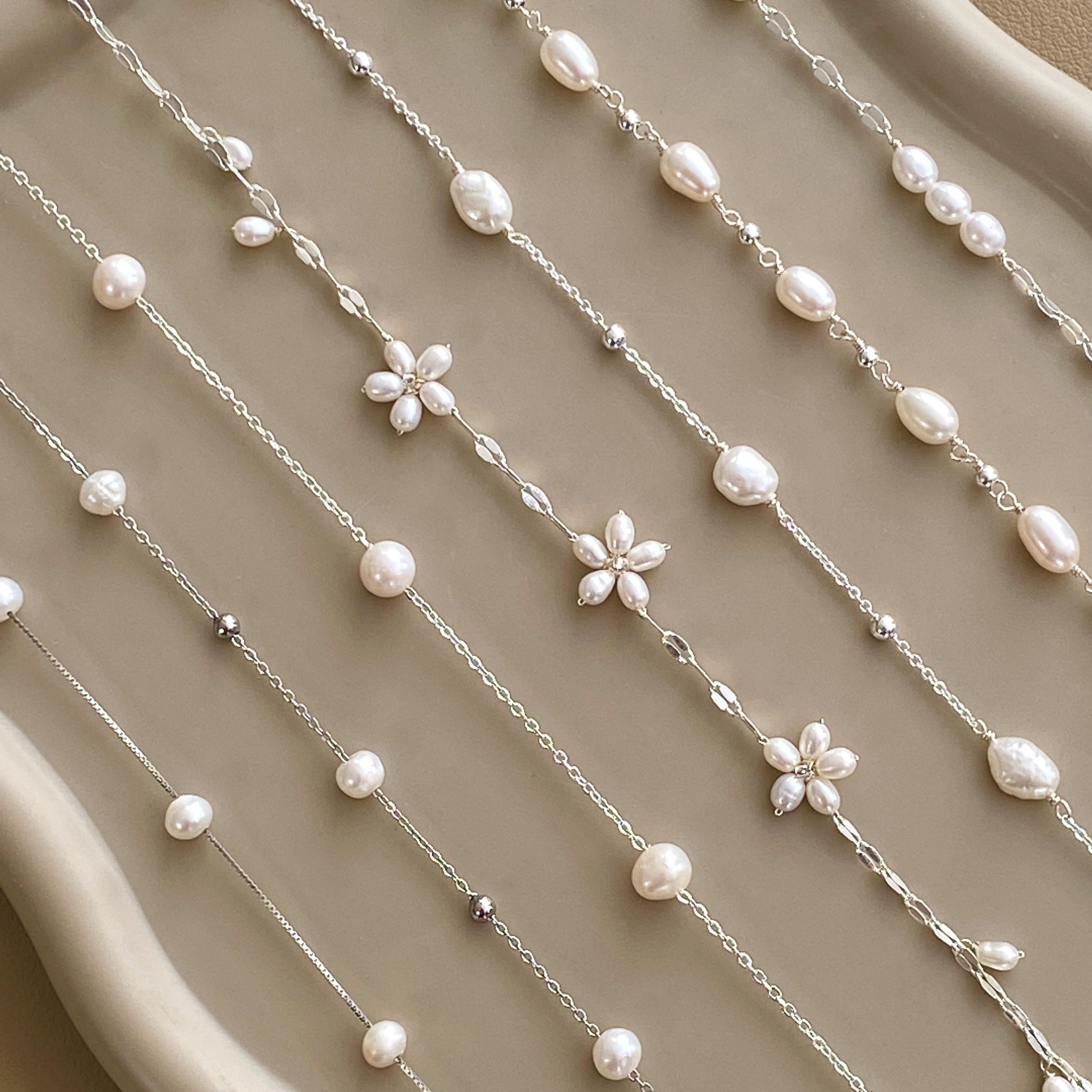 Dainty 18K Gold Pearl Necklace: Natural Freshwater Pearl