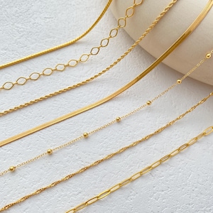 18K Gold Filled Chain Necklace,Beaded Chain,Mirror Chian,Twist Chain,Paperclip Chain,Herringbone Chain,Rhombic Chain,Gift for Her