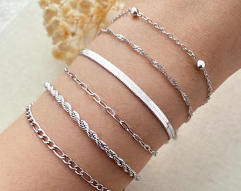 Silver & Gold Bracelets,Paperclip Chain,Herringbone Chain,Rope,Snake Chain Bracelet,Everyday Bracelet,Dainty Bracelet,Minimalist Bracelet